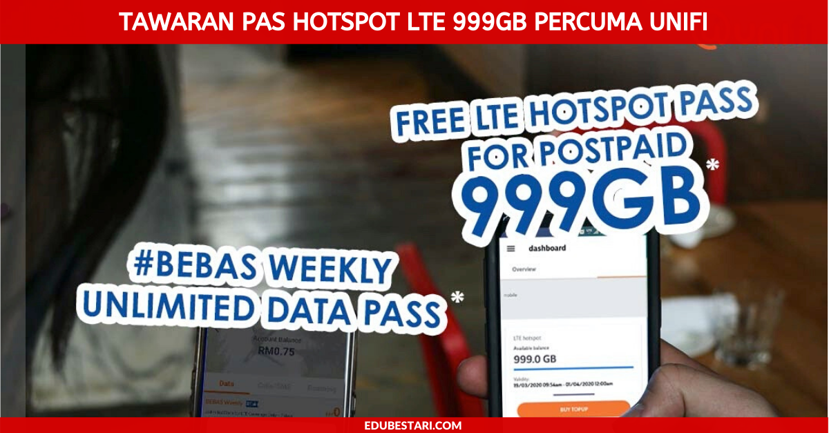 Tawaran Pas Hotspot LTE 999GB Percuma Unifi