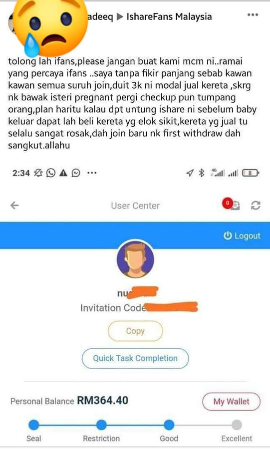 Skim Isharefans: Janji Tinggal Janji. Katanya Dapat Duit Percuma, Tetapi Kena Tipu Pula