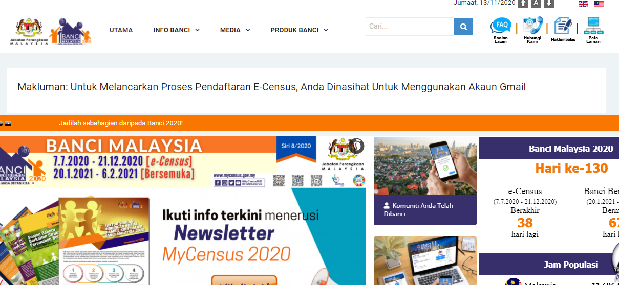 Banci E-Cencus, Guna Akaun Gmail Untuk Lancarkan Proses Pendaftaran