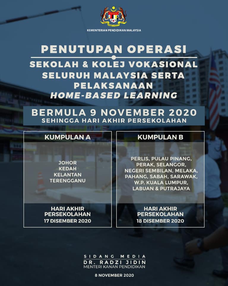 Start Hari Ini Sehingga 18 Disember, Semua Sekolah Seluruh Malaysia Ditutup