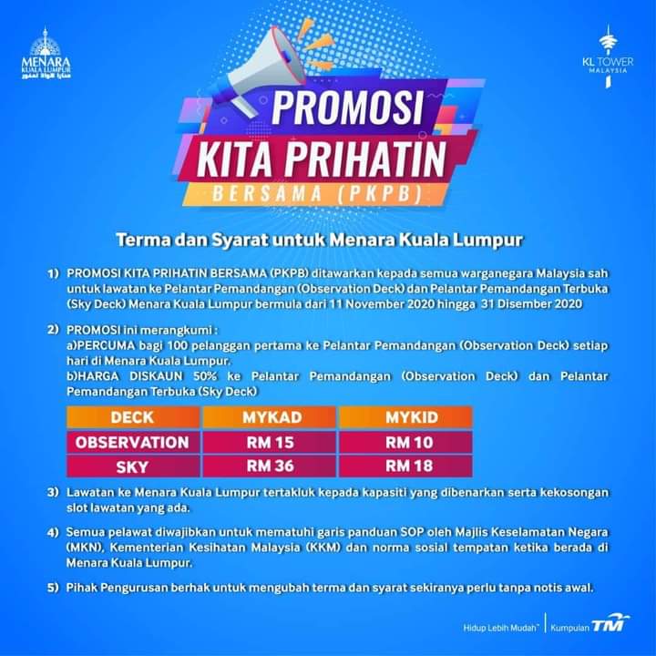 Promosi Tiket Percuma KL Tower Hingga 31 Disember 2020