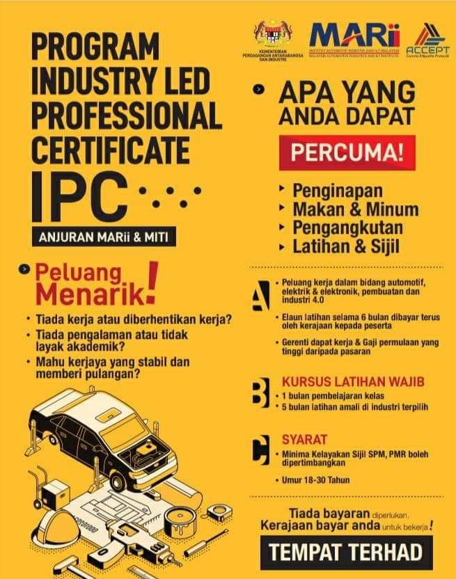 Permohonan Program Industry LED Professional Certificate IPC (Penganggur & Yang Dibuang Kerja) 