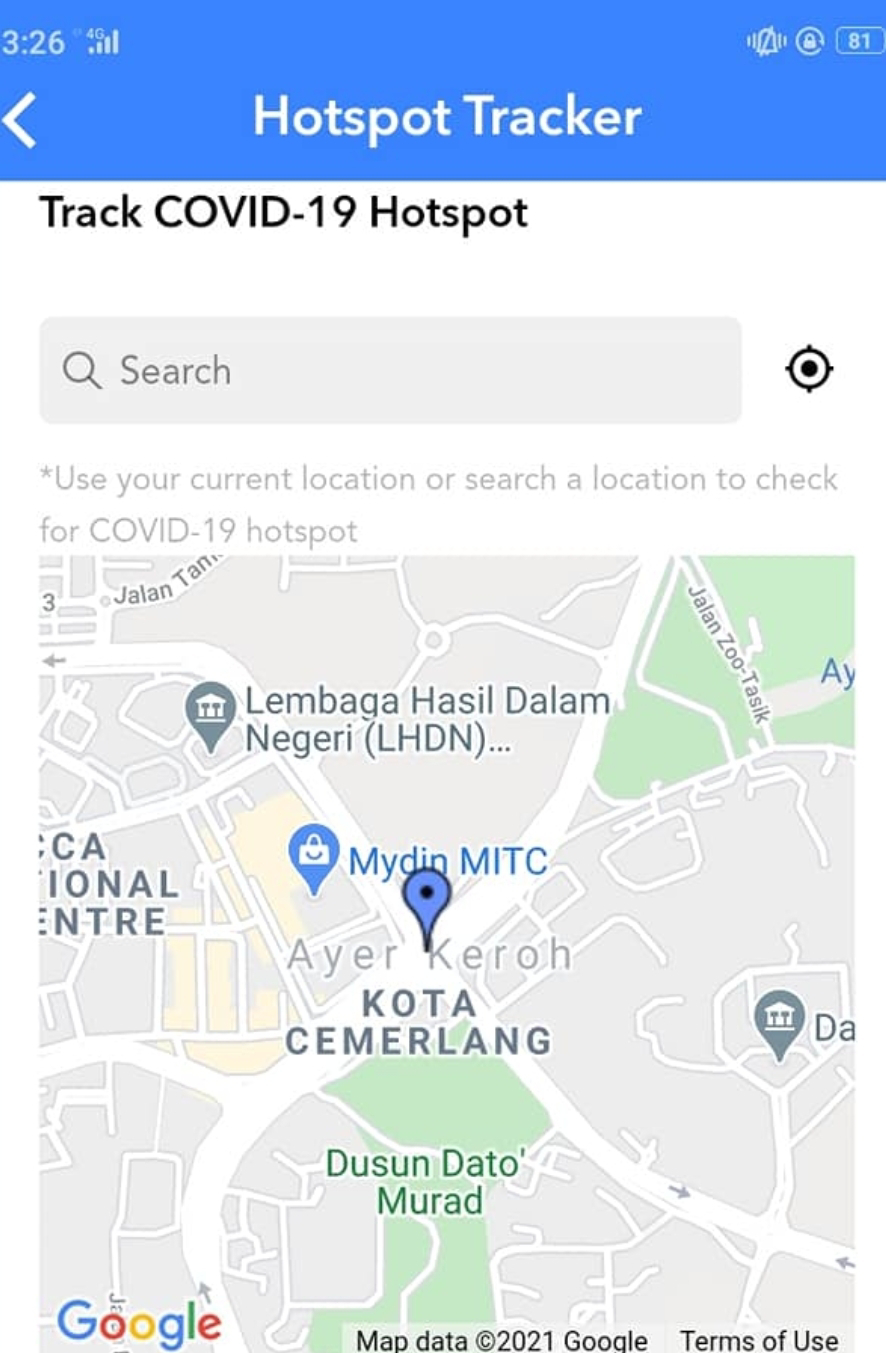 Cara Guna Hotspot Tracker MySejahtera & Kesan Kes Covid-19 Jarak 1KM Radius