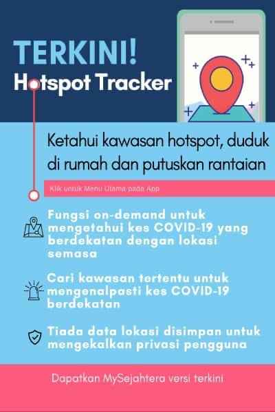 Cara Guna Hotspot Tracker MySejahtera & Kesan Kes Covid-19 Jarak 1KM Radius