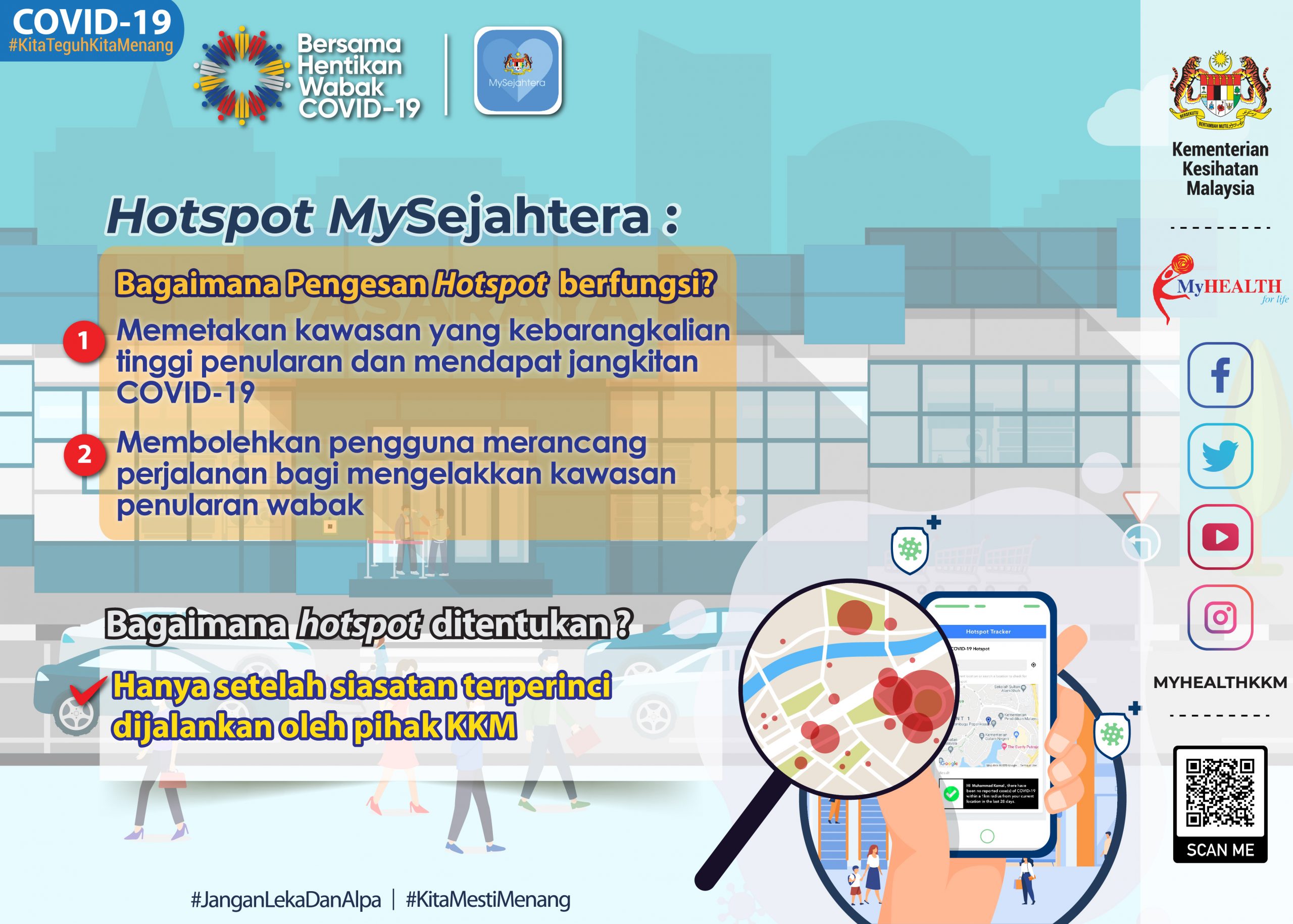 Cara Guna Hotspot Tracker MySejahtera & Kesan Kes Covid-19 Jarak 1KM Radius