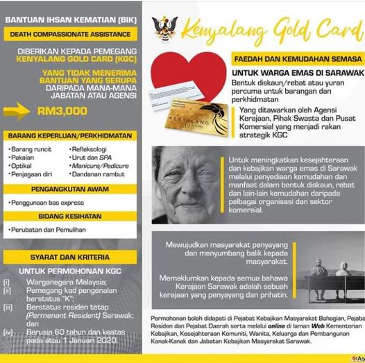 Bantuan Ehsan Kematian (BIK) RM3,000 Kenyalang Gold Card. Semak Cara Mohon Disini