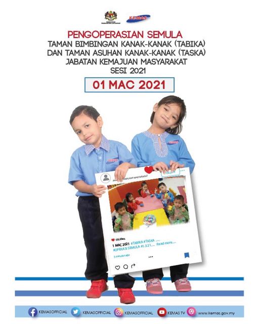 TABIKA & TASKA JKM (KEMAS) Seluruh Malaysia Mula Beroperasi 1 Mac 2021