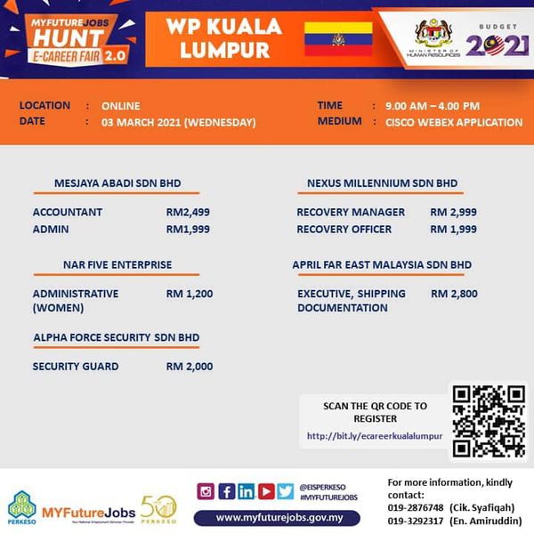 Jom Mohon Kerja Di MyFutureJobs Hunt E-Career Fair 2.0. Siapa Cepat, Dia Dapat!