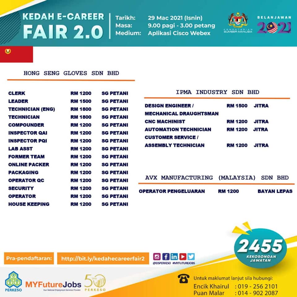 2,455 Kekosongan Jawatan Di Kedah E-Career Fair 2.0. Scan QR Code & Daftar