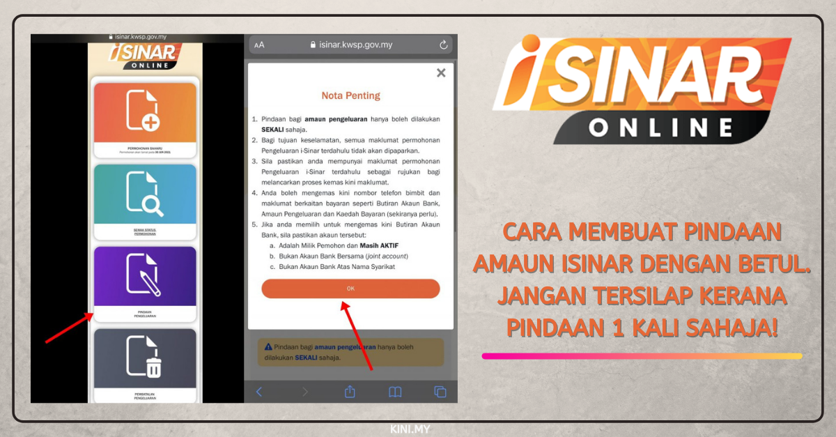 Cara Membuat Pindaan Amaun iSinar Dengan Betul. Jangan Tersilap Kerana Pindaan 1 Kali Sahaja!