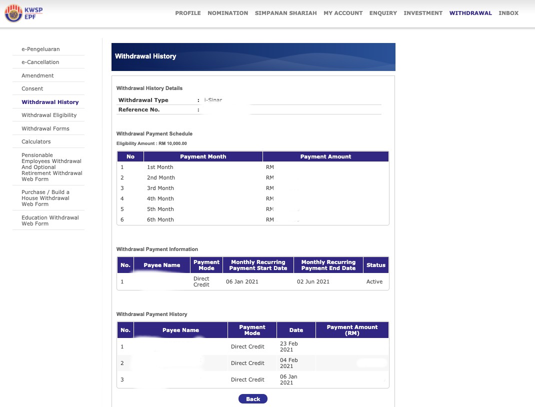 Cara Semak Jadual Pengeluaran Bulanan iSinar Tanpa Syarat & Pindaan Amaun