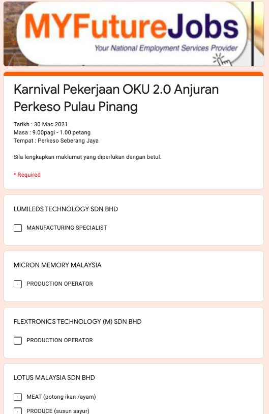 Temuduga Terbuka Karnival Pekerjaan OKU 2.0 PERKESO Pulau Pinang, 200 Jawatan Menanti Anda. Mohon Sebelum 30 Mac 2021