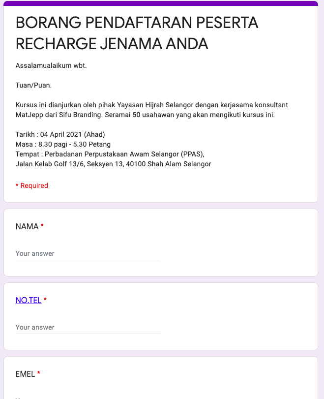 Cara Mohon Kursus Recharge Jenama & Marketing Perniagaan Anda. Kursus Adalah Percuma!