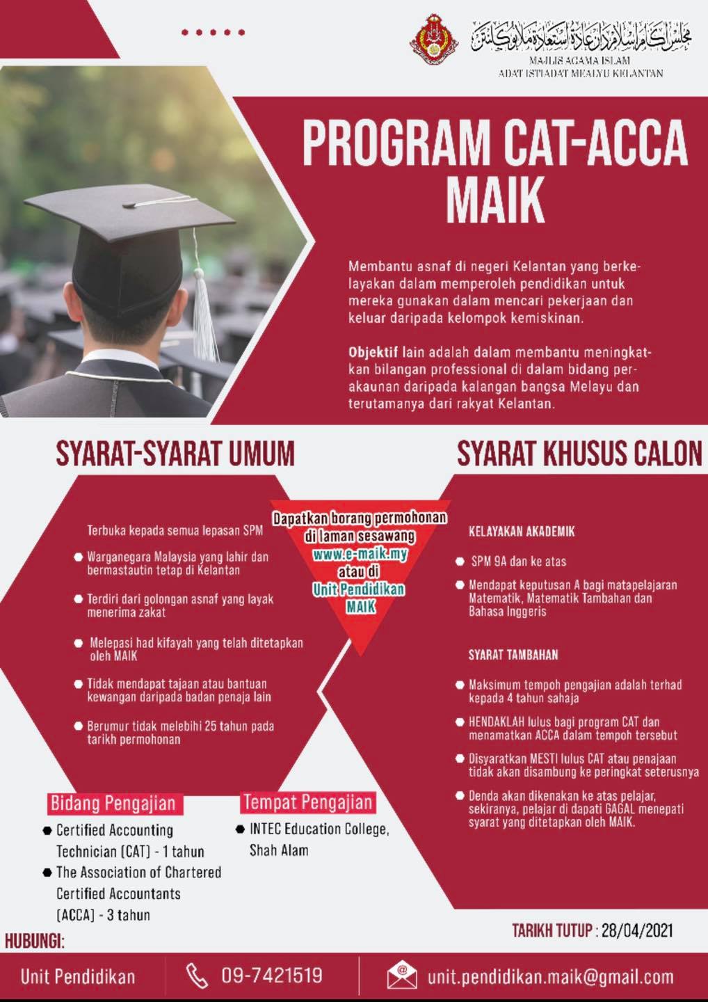 Cara Mohon Penajaan Biasiswa Program CAT-ACCA MAIK Untuk Pelajar Lepasan SPM