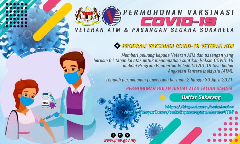Permohonan Vaksinasi Covid-19 Veteran ATM & Pasangan Secara Sukarela