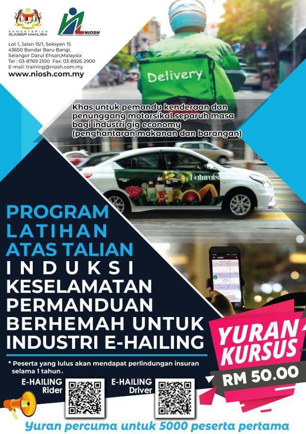 Percuma!Program Latihan Atas Talian Induksi Keselamatan Pemanduan Berhemah Industri E-Hailing NIOSH