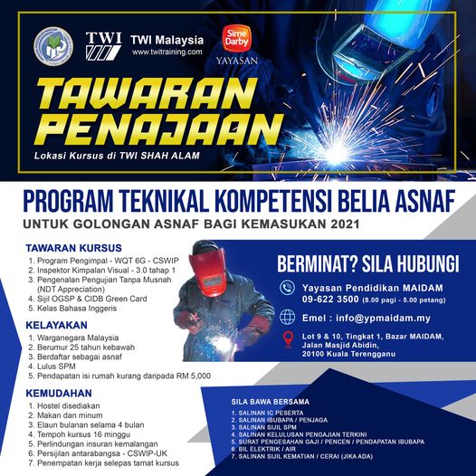 Cara Mohon Program Teknikal Kompetensi Belia Asnaf Yayasan Pendidikan MAIDAM