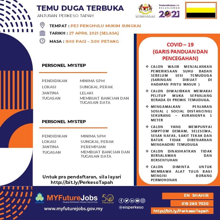 Temuduga Terbuka Pembanci Jabatan Perangkaan Malaysia Negeri Perak Anjuran PERKESO Tapah