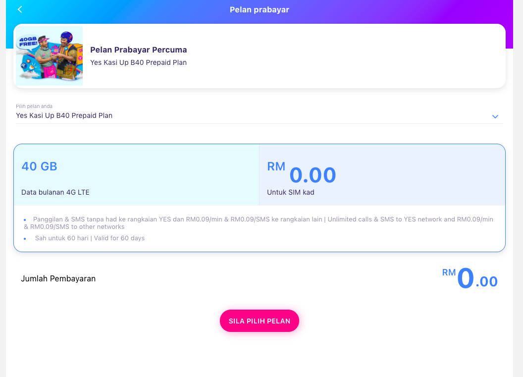 YES Kasi Up B40, Murah & Berbaloi Untuk Seisi Keluarga. Daftar & Sim Dihantar Ke Rumah Anda