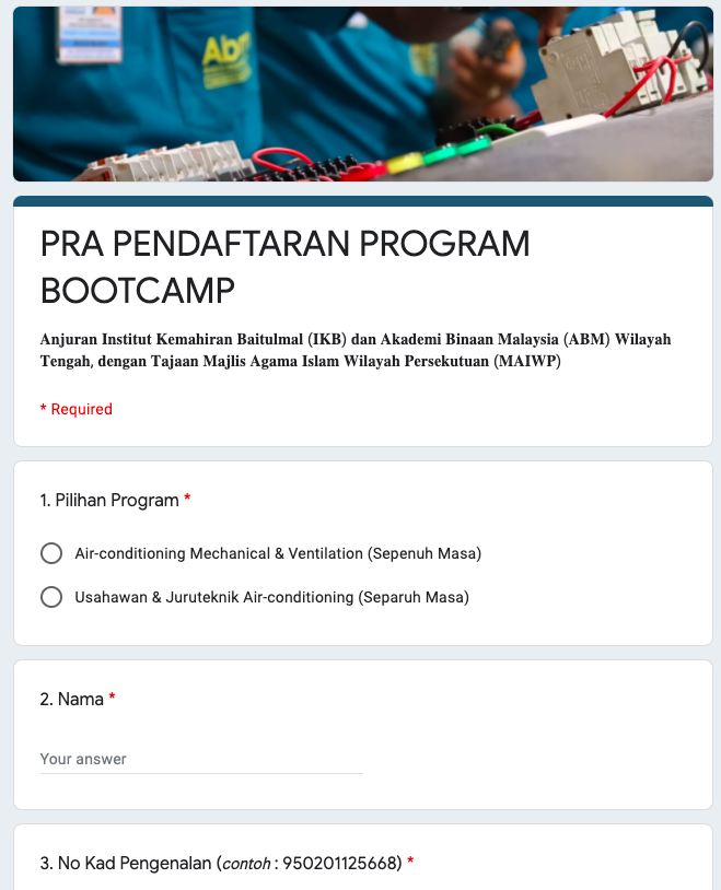 Cara Mohon Program Bootcamp Zero To Hero MAIWP Belia Asnaf Anjuran ABM & CIDB Malaysia. Cepat Daftar Sekarang! 