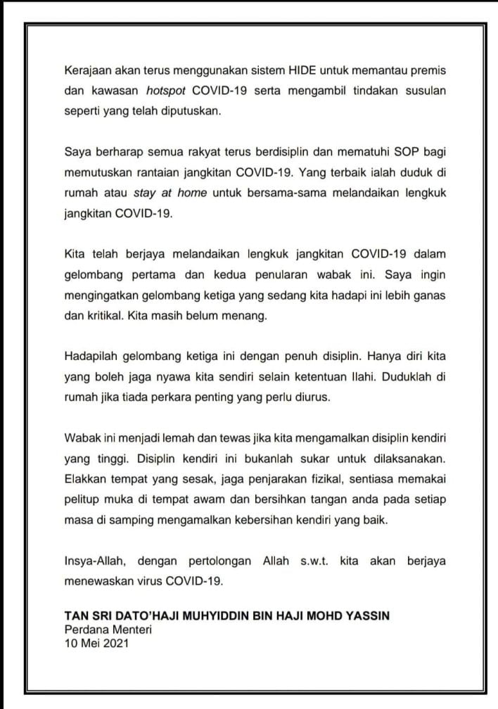 SOP Pelaksanaan PKP 3.0 Seluruh Malaysia Untuk Rujukan Anda