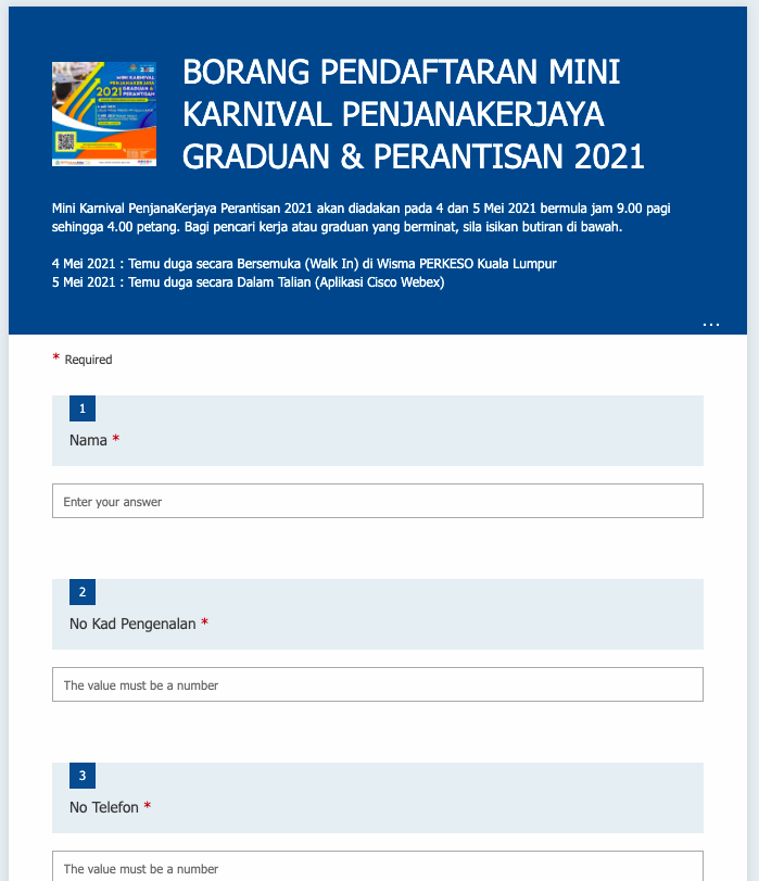Mini Karnival PenjanaKerjaya Graduan & Perantisan 2021. Semak Tarikh Temuduga Disini 