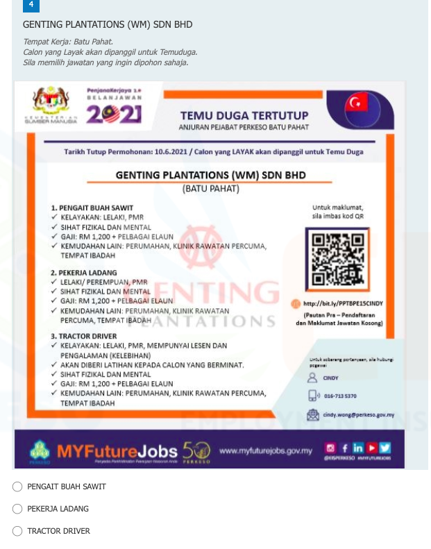 Temuduga Tertutup Untuk Jawatan Kosong Di Genting Plantations