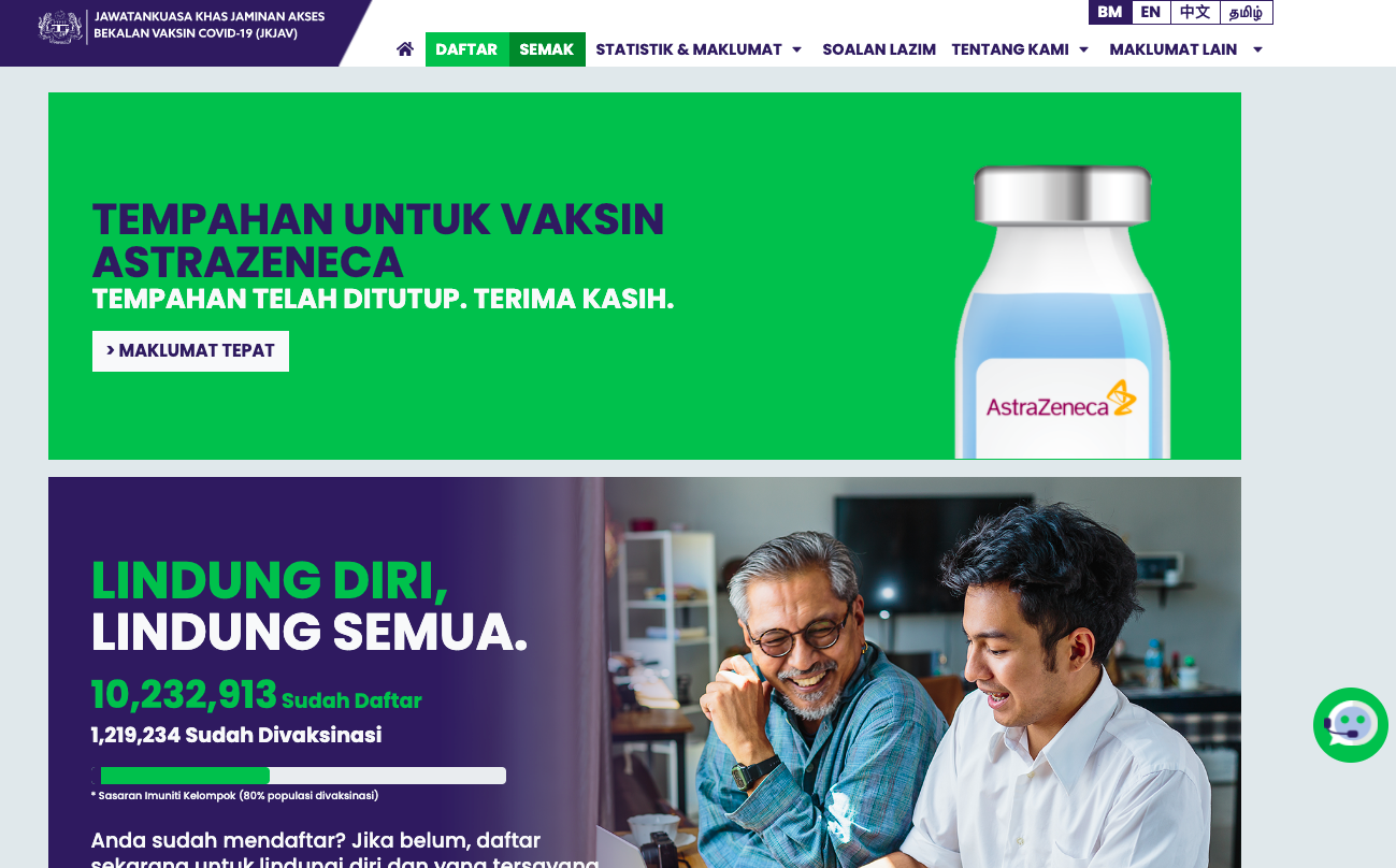 Pendaftaran Untuk Vaksin AstraZeneca Fasa 2 Senarai Menunggu & Warga Emas Akan Dibuka Mulai 23 Mei 2021