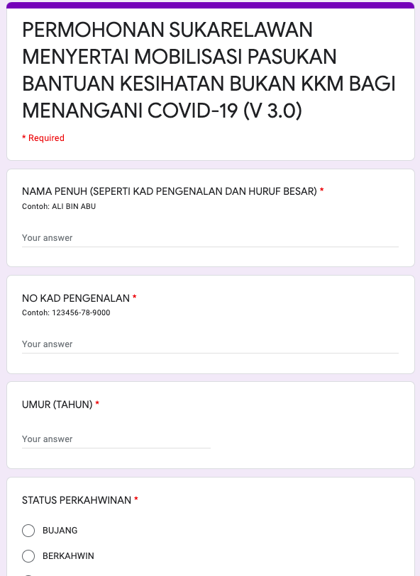 Sukarelawan Kesihatan Bagi Menangani Pandemik Covid-19, Buat Permohonan Segera Sekiranya Anda Layak & Penuhi Syarat