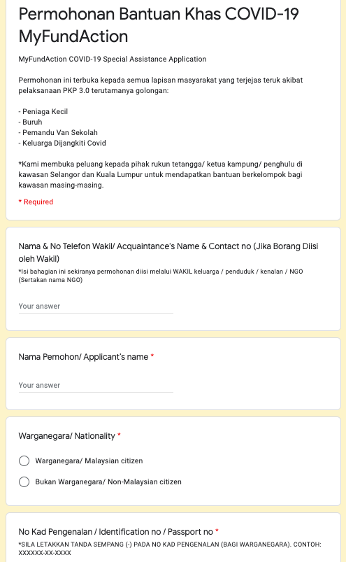 Permohonan Bantuan Khas Covid-19 MyFundaction Total Lockdown 3.0 Semak Cara Mohon Disini
