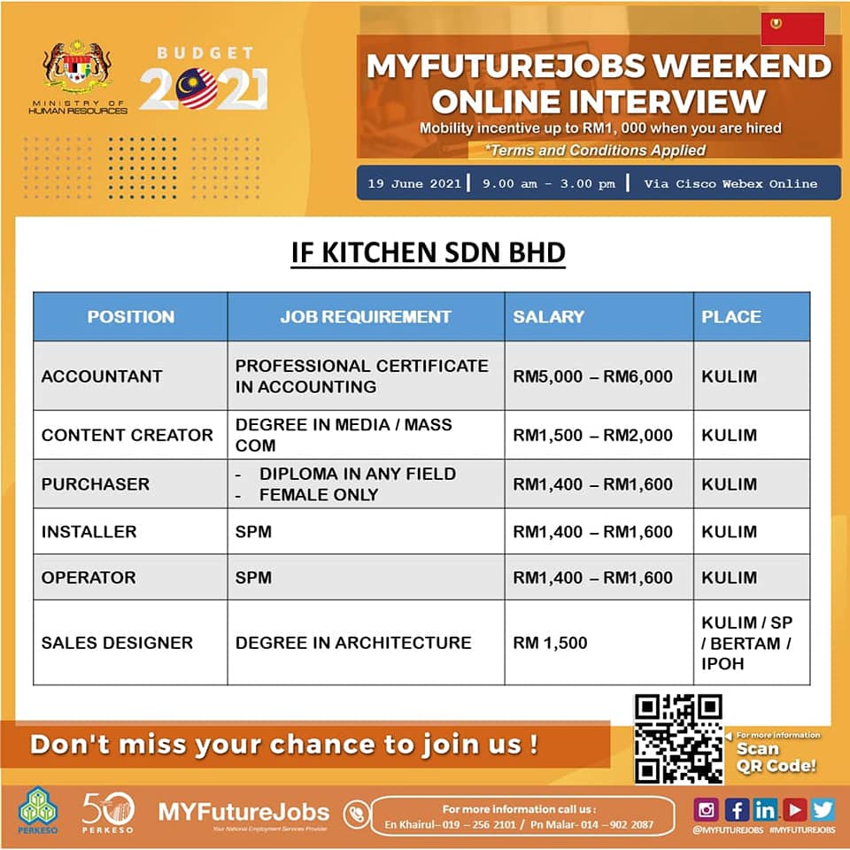 MyFutureJobs Weekend Online Interview Anjuran PERKESO Kedah, Daftar Sebelum 19 Jun Ini
