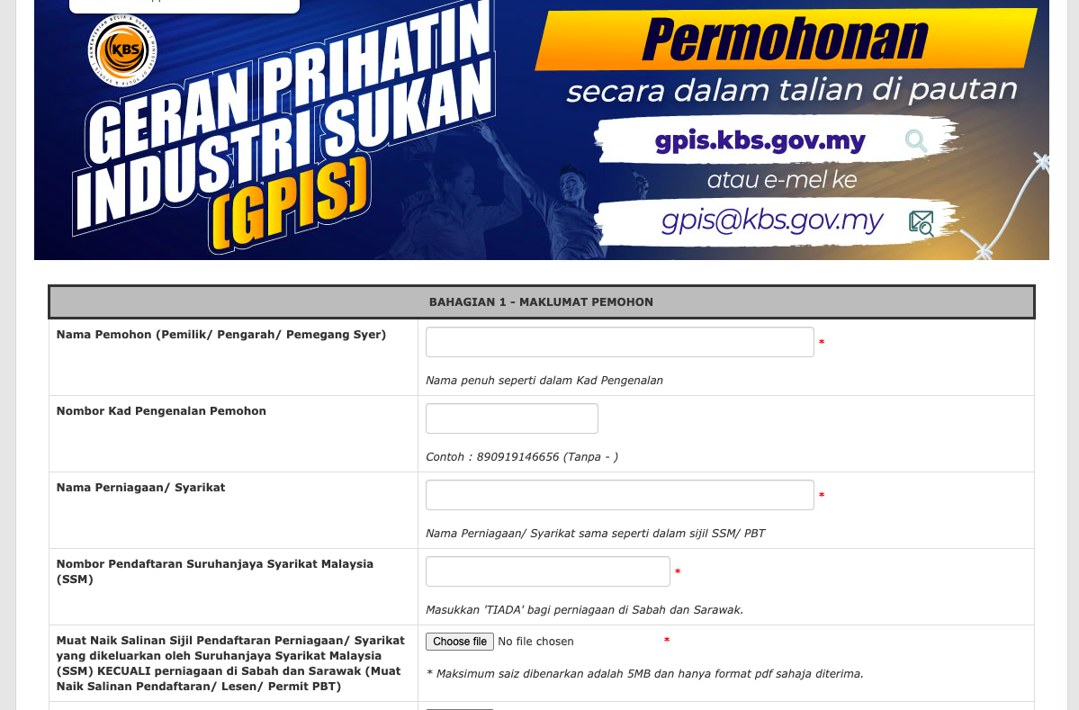 Semak Syarat Mohon Geran Prihatin Industri Sukan (GPIS) RM3,000. Ini Cara Mohon GPIS Secara Online & Manual 