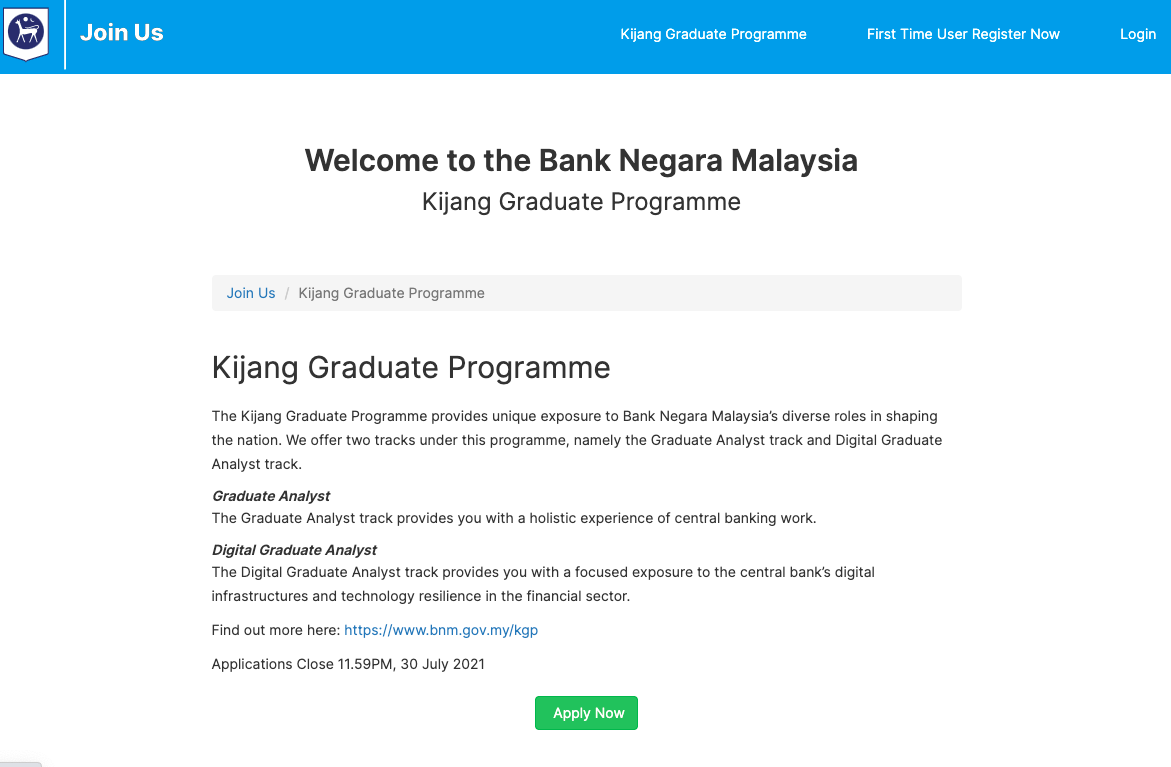 BNM Tawarkan Graduan Penganalisis & Graduan Penganalisis Digital Melalui Program Graduan Kijang. Mohon Disini