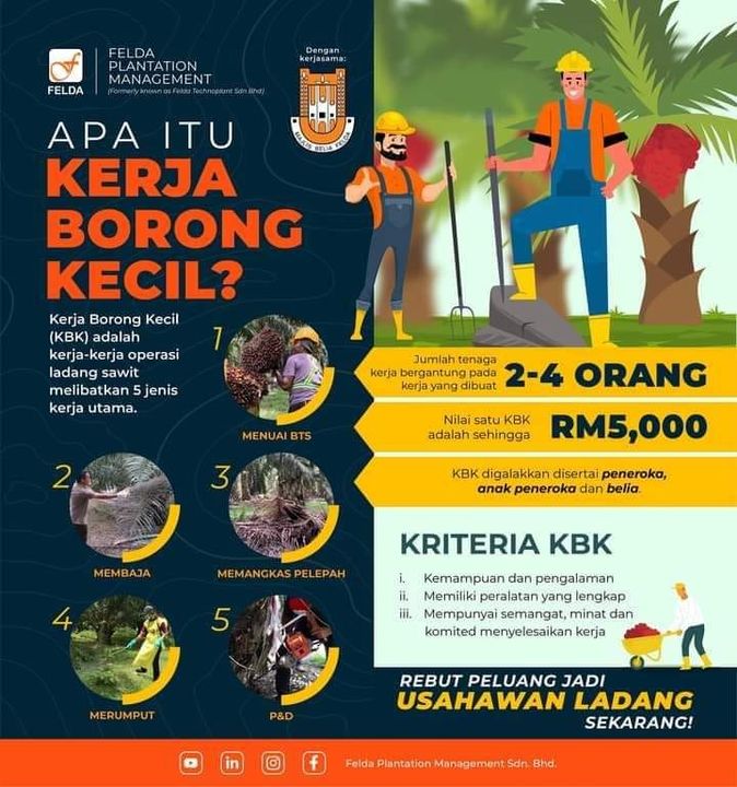 Tak Ada Kerja Sepanjang Covid-19? Ini Cara Mudah Mohon Kerja Borong Kecil (KBK) FELDA