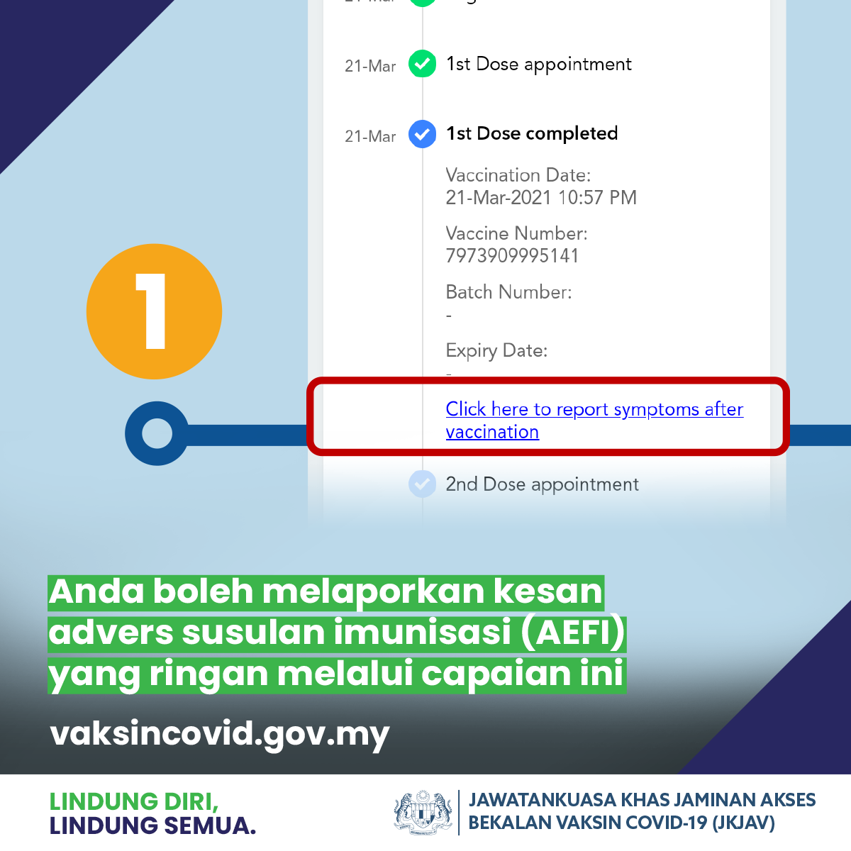 Alami Kesan Sampingan Selepas Vaksin Covid-19? Buat Report Melalui Aplikasi MySejahtera Sahaja