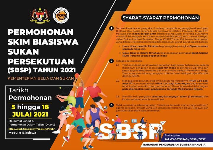 Cara Mohon Permohonan Skim Biasiswa Sukan Persekutuan (SBSP) Mohon Sebelum Terlambat!