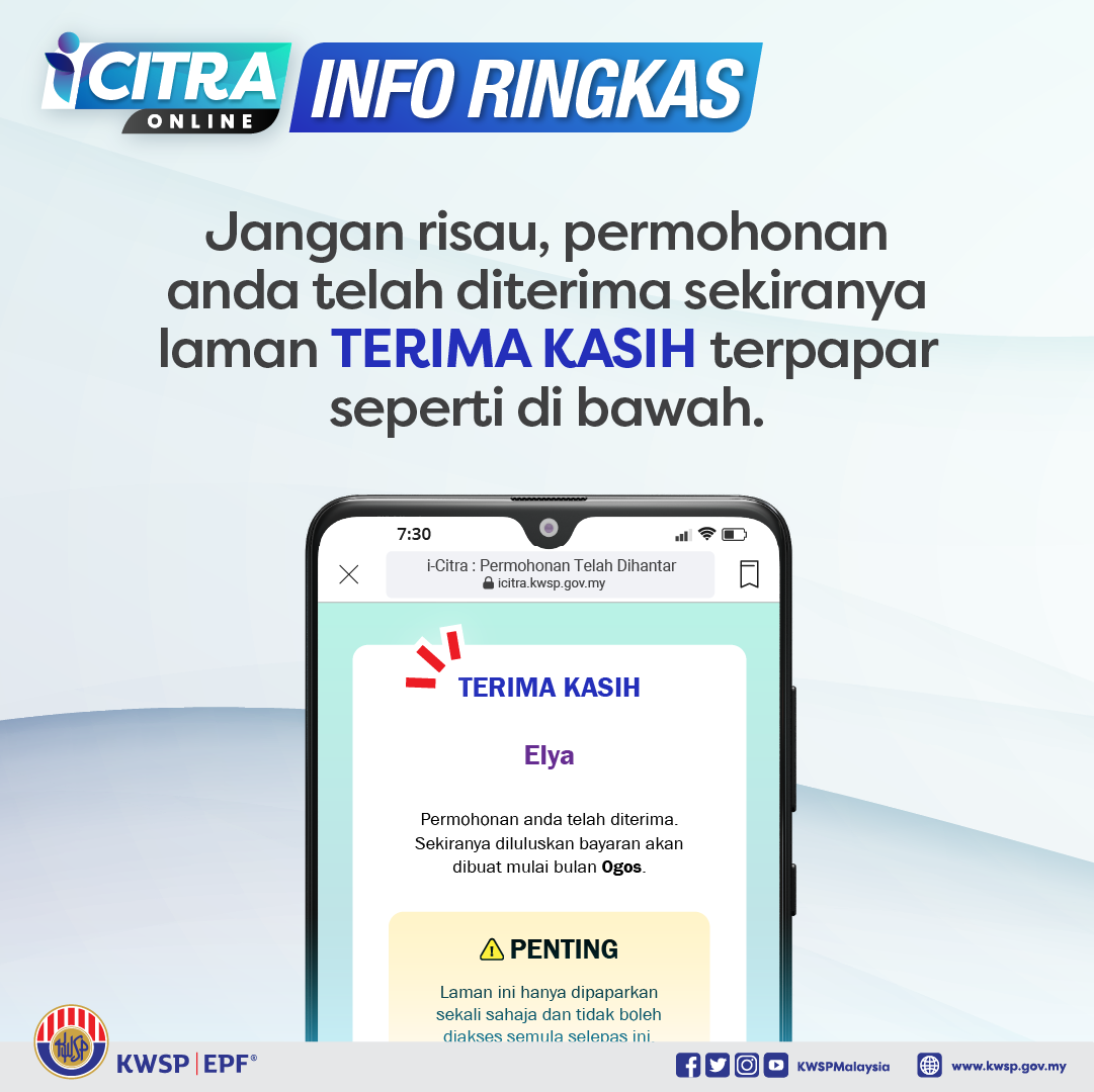 Jangan Kongsi Status Permohonan iCitra Setelah Permohonan Diterima. Risau Nanti Scammer Habiskan Wang Anda Pula!