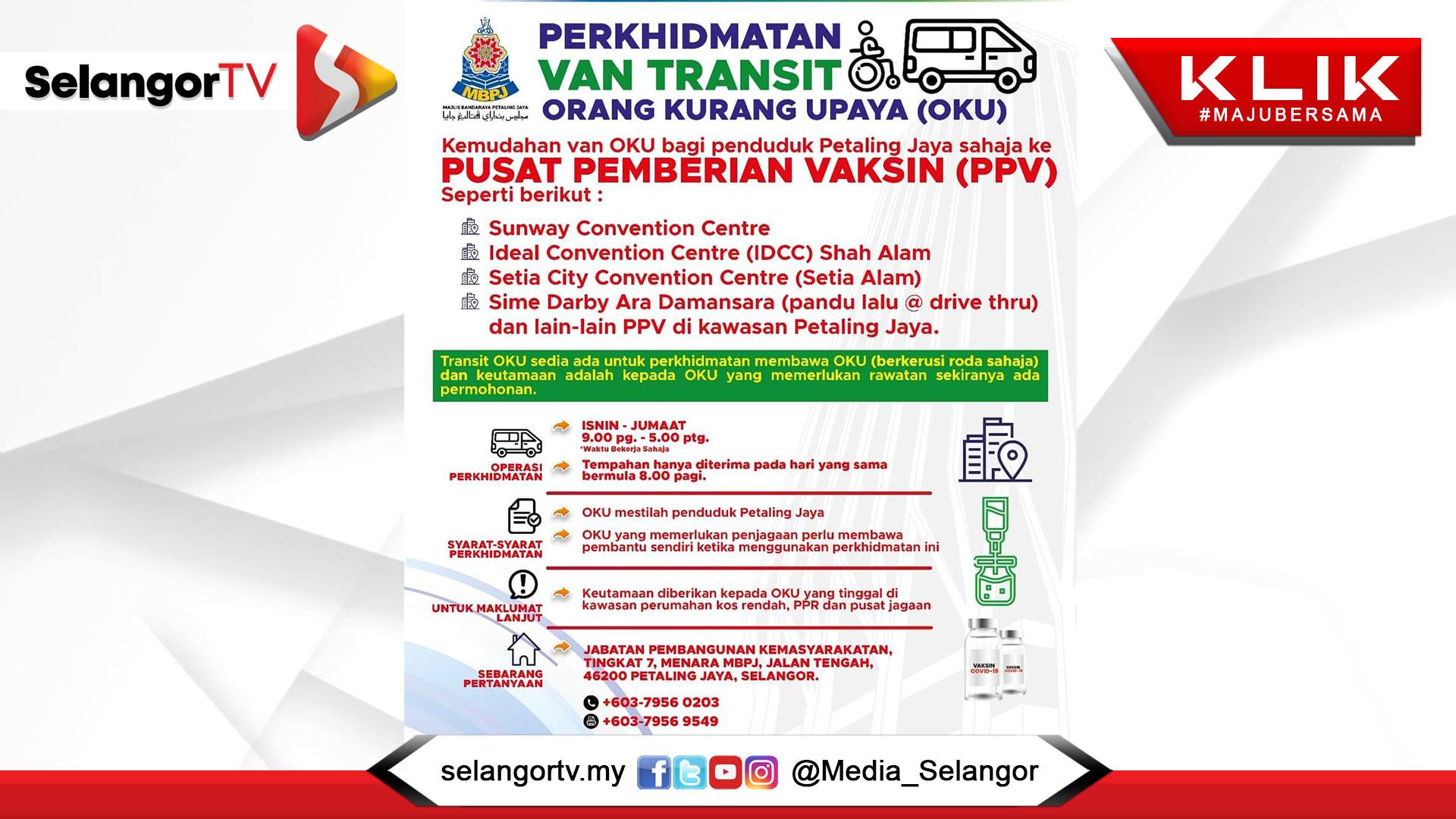 Perkhidmatan Van Transit Orang Kurang Upaya (OKU) MBPJ Ke PPV Setiap Hari. Dapatkan Info Lengkap Disini