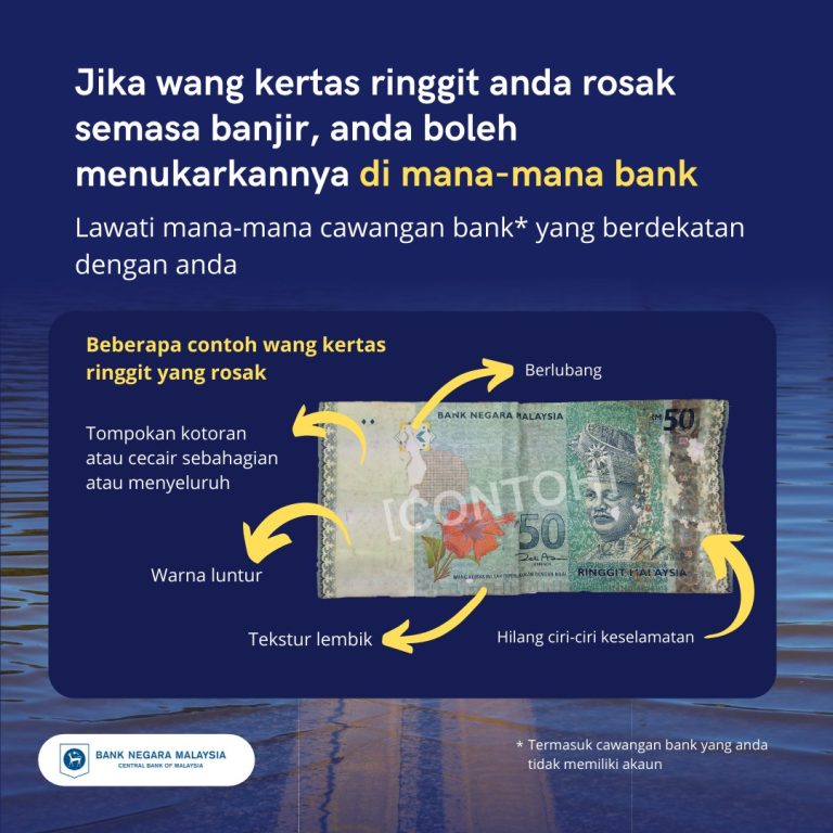 Wang Kertas Anda Rosak Kena Banjir Boleh Tukar Tau Tengok Contoh Wang