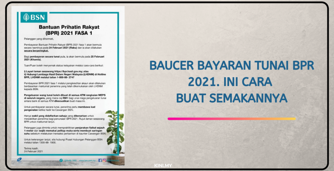 Baucer Bayaran Tunai BPR 2021. Ini Cara Buat Semakannya