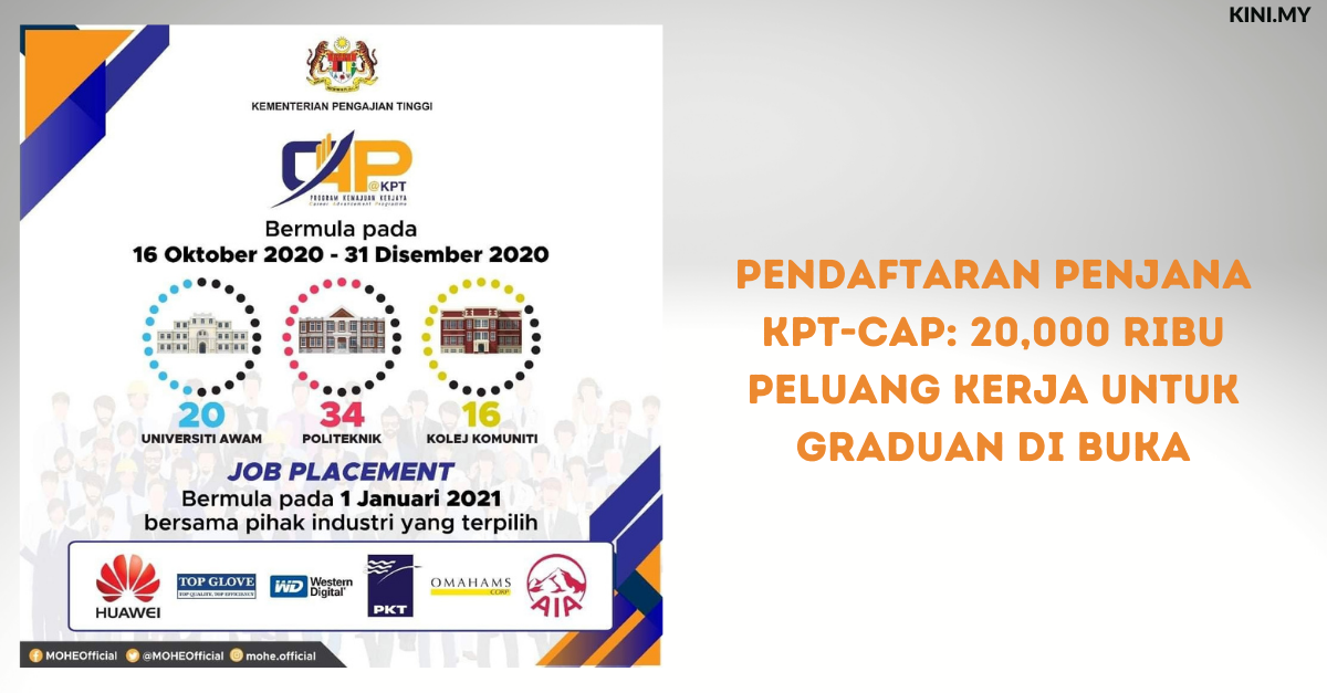 Pendaftaran Penjana Kpt Cap 20 000 Ribu Peluang Kerja Untuk Graduan Di Buka