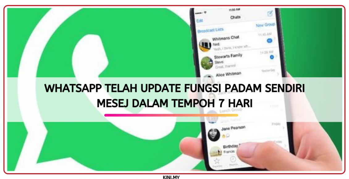 Whatsapp Telah Update Fungsi Padam Sendiri Mesej Dalam Tempoh 7 Hari
