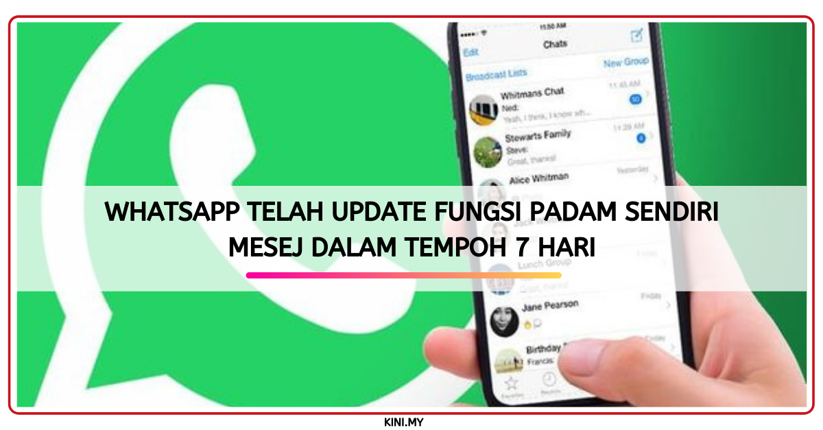 Whatsapp Telah Update Fungsi Padam Sendiri Mesej Dalam Tempoh 7 Hari
