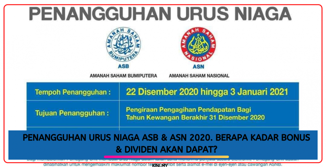 Penangguhan Urus Niaga ASB & ASN 2020. Berapa Kadar Bonus & Dividen Akan Dapat?