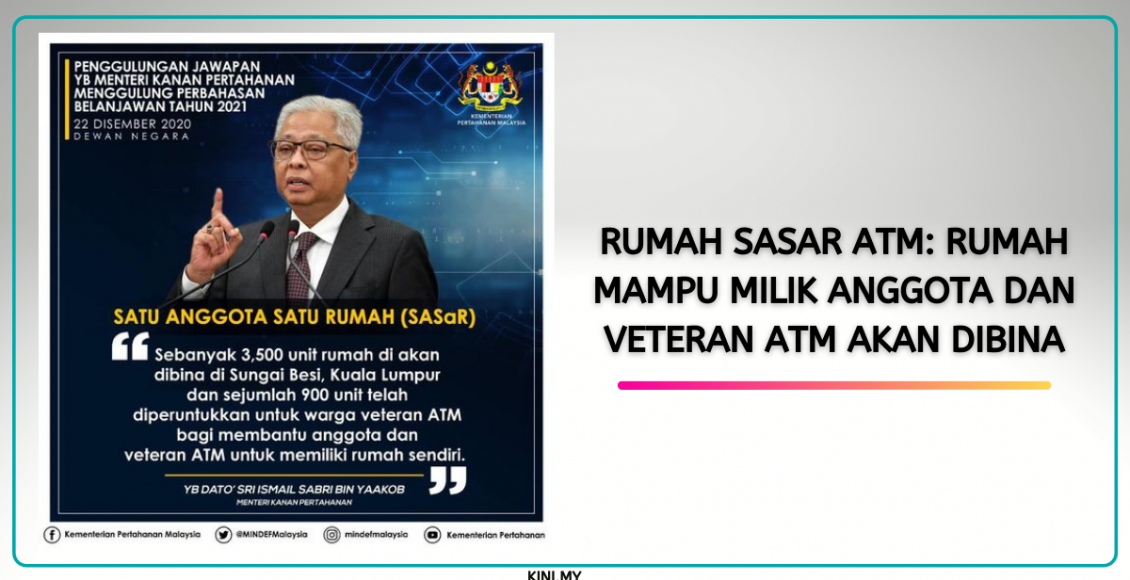 Rumah SASaR ATM: Rumah Mampu Milik Anggota Dan Veteran ATM Akan Dibina