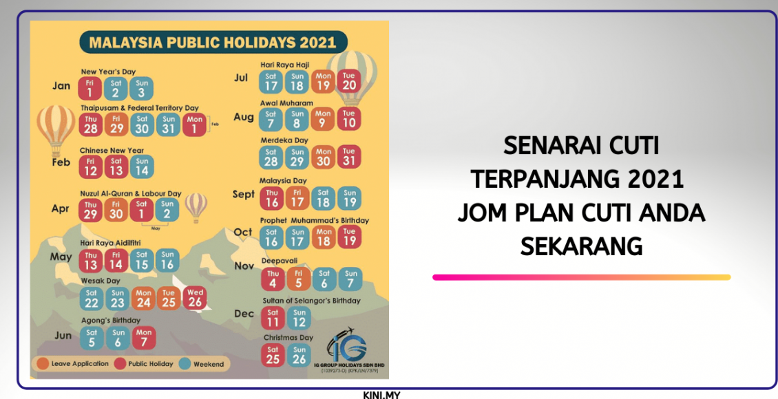 Senarai Cuti Terpanjang 2021. Jom Plan Cuti Anda Sekarang