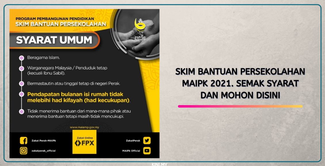 Skim Bantuan Persekolahan MAIPk 2021. Semak Syarat Dan Mohon Disini