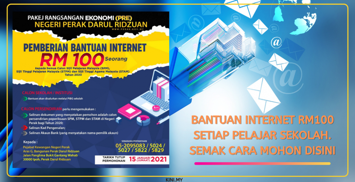 Bantuan Internet RM100 Setiap Pelajar Sekolah. Semak Cara Mohon Disini