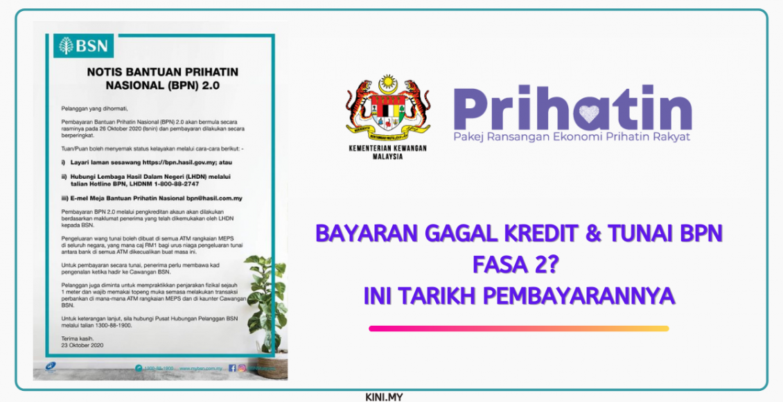 Bayaran Gagal Kredit & Tunai BPN Fasa 2? Ini Tarikh Pembayarannya