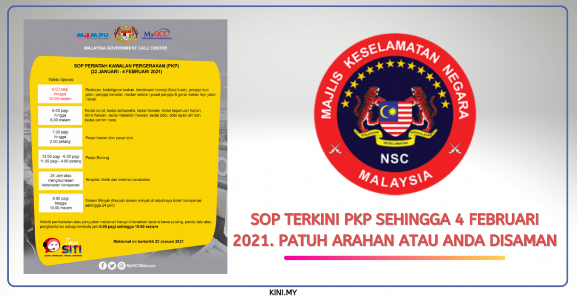 SOP Terkini PKP Sehingga 4 Februari 2021. Patuh Arahan Atau Anda Disaman